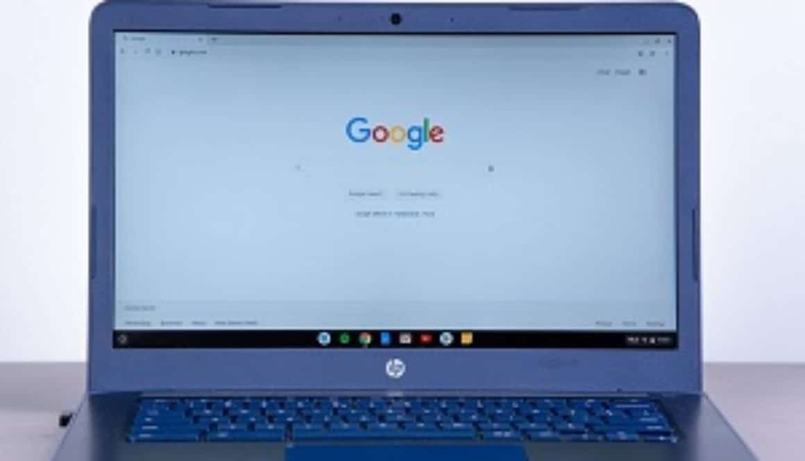 Laptop showing Google search