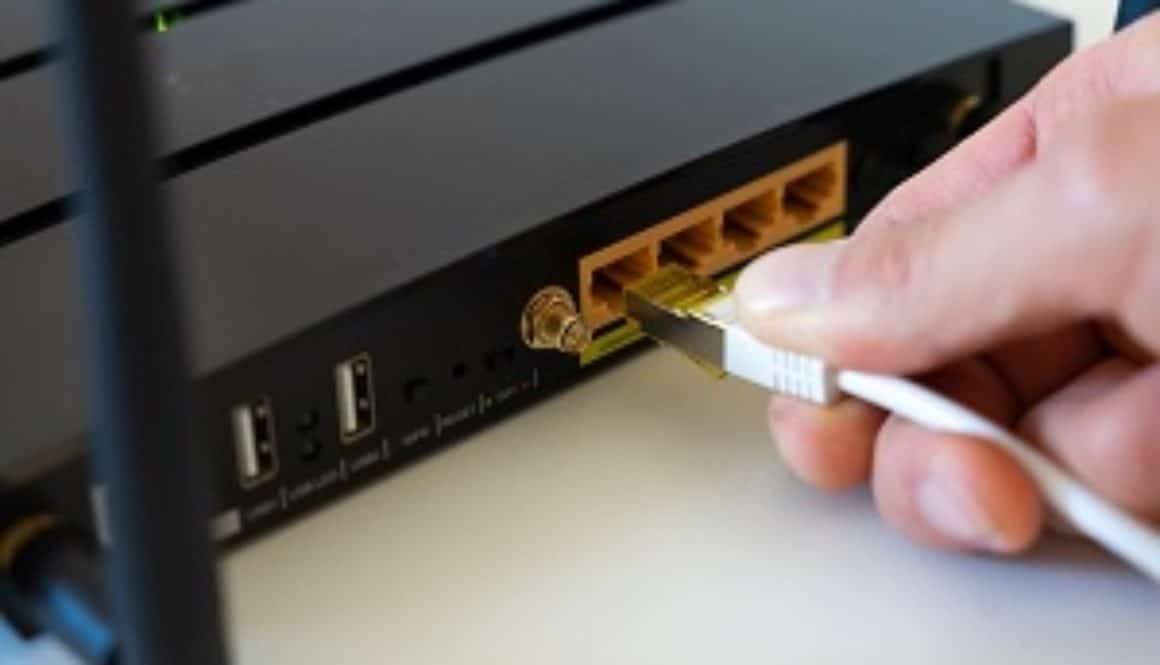 Router being plugged