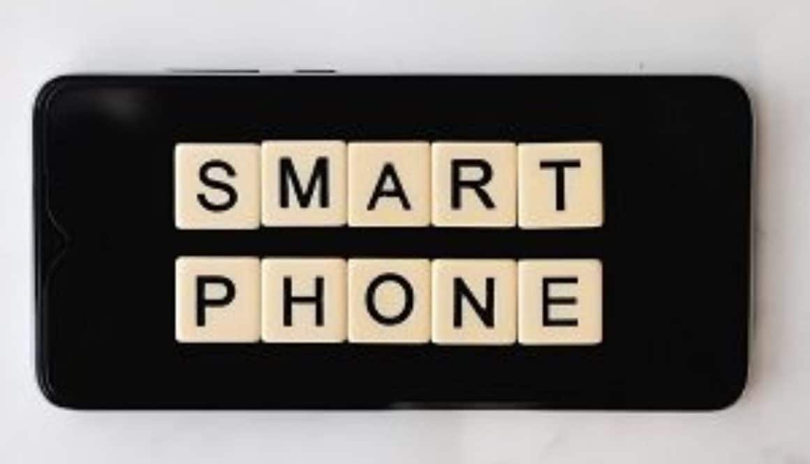 Smart phone written with scrabble tiles